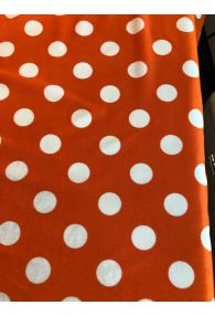 Italian Viscose Stretch Medium Polka Dot Orange/White