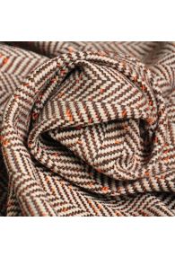 Herringbone Brown Wool Tweed Fabric 