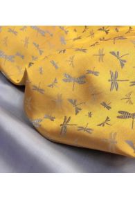 Handmade Sustainable Floral Silk Fabric from Vietnam - Dragonfly - Yellow