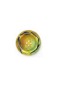 Green-Orange Ombre with Black Large 4-Hole Round Button Handmade From Plant Fibres
