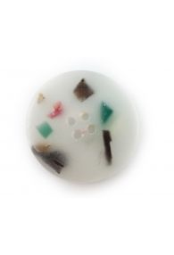Clear Mix Large Flat 4-Hole Round Button Handmade From Plant Fibres