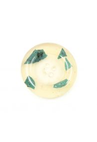 Clear Teal Large 4-Hole Round Button Handmade From Plant Fibres