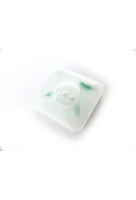 Clear Teal Large 2-Hole Square Button Handmade From Plant Fibres