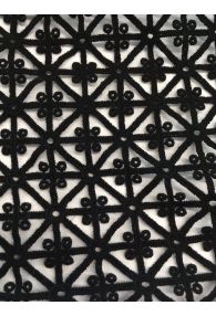 Black Geometric Handmade Lace 100% Cotton Forster Willi made in Switzerland 