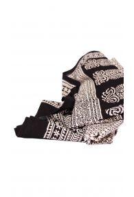 Black Intricate Paisley and Floral Hand Block Printed Cotton Fabric with Natural Dyes from Artisans in India