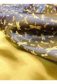 Handmade Sustainable Mulberry Silk Fabric from Vietnam - Dragonfly - Yellow - Two Sided