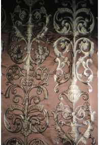 Brown and Gold Jacquard Vertical Scroll Pattern 2" Hem All Around