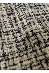 Black and White Woven Wool Tweed Fabric 