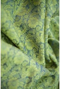 Handmade Sustainable Floral Silk Fabric from Vietnam- Green