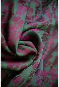 Handmade Sustainable Floral Silk Fabric from Vietnam- Green Pink