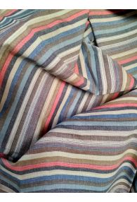 Handwoven cotton with mixed, broad stripes from India