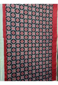 South Indian Teliya Rumal Double Ikat Handwoven Cotton Black/Red