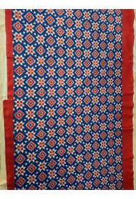South Indian Teliya Rumal Double Ikat Handwoven Cotton Blue/Red