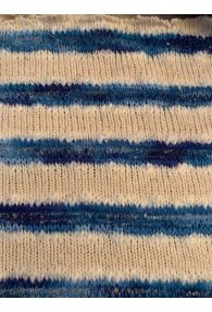 Natural and Blue Cotton Stripe Knit with Stretch