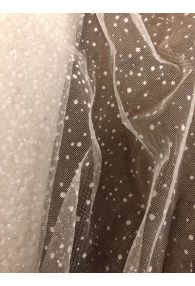 White Tulle with Sparkly Flocking Bridal or Evening from France