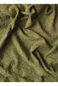 Moss Green Suede Half Hide Leather With Natural Embroidery