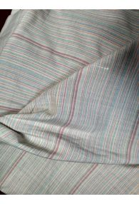 Blue & Red Thin Striped Handwoven 100% Cotton Fabric from India