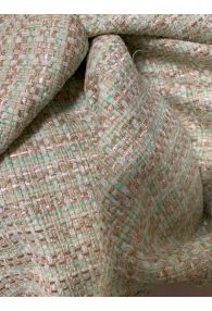 Green and Beige Tweed Fabric