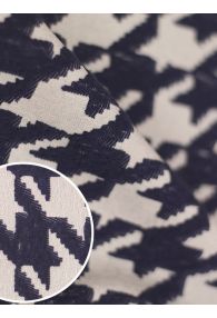 Navy and White Houndstooth Jacquard Fabric