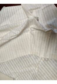Offwhite handwoven cotton with self stripes count 2/60s from India
