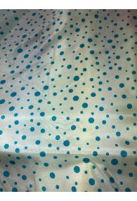 Turquoise and Aqua Multi Dot Italian 100% Silk Blouse/Dress Weight 