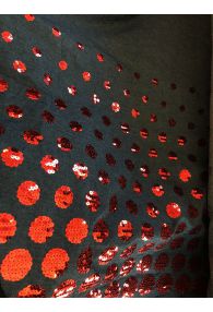 Made in France Denim with Red Sequins Dot Pattern
